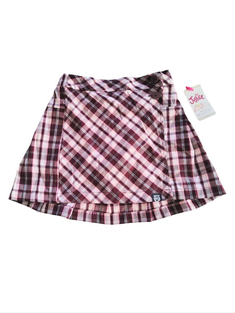 Justice Maroon White Pleated Schoolgirl Skirt With Built In Shorts Size 14 Girl